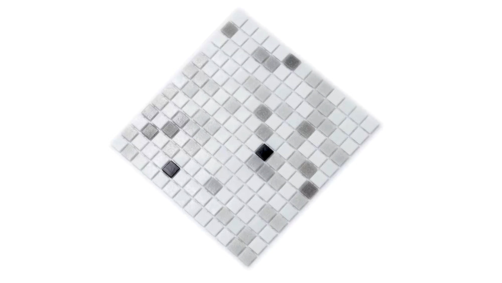 White and Black 12 x 12 Glossy Glass Mosaic Tile