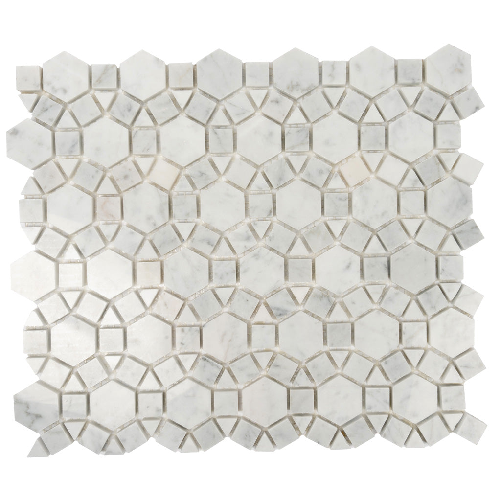 Cotton White 11 x 13 Polished Marble Mosaic Tile