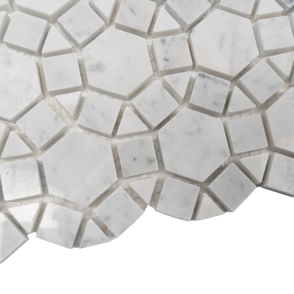 Cotton White 11 x 13 Polished Marble Mosaic Tile