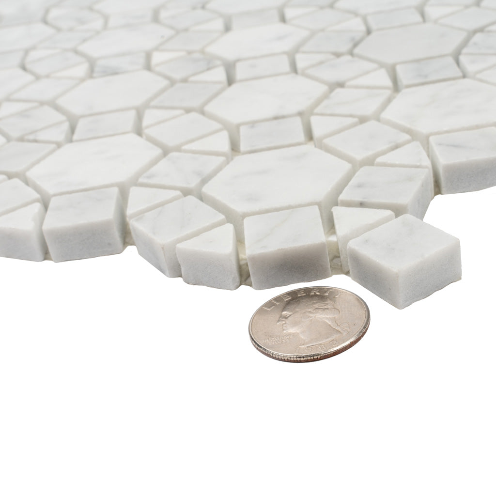 Cotton White 11 x 13 Polished Marble Mosaic Tile