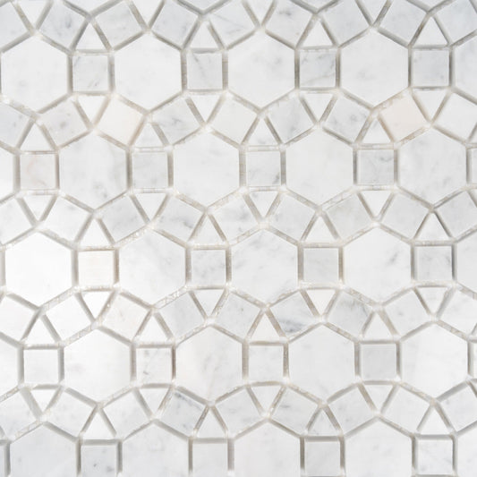 Cotton White 11 x 13 Polished Marble Mosaic Tile