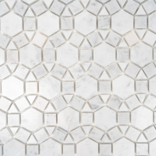 Cotton White 11 x 13 Polished Marble Mosaic Tile - Sample