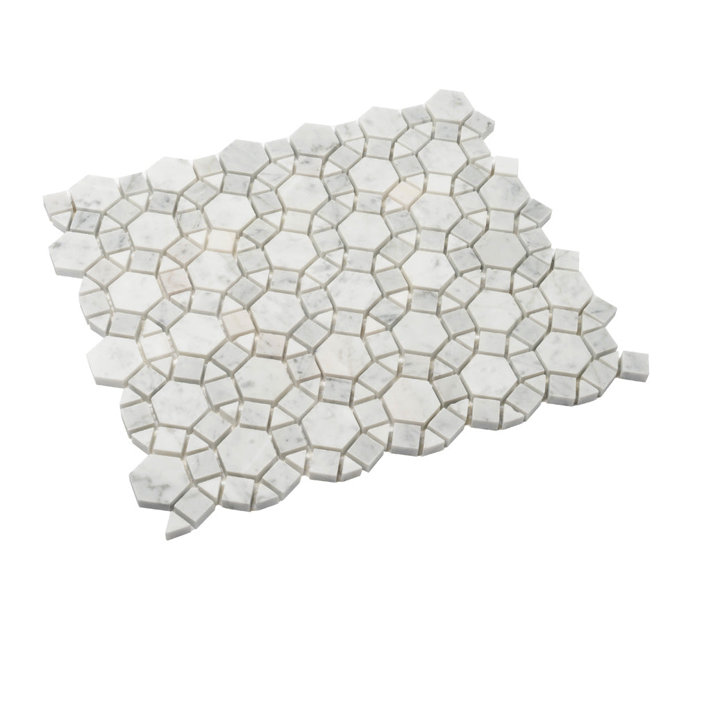 Cotton White 11 x 13 Polished Marble Mosaic Tile