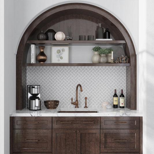 Pearl White 11 x 11 Polished Marble Mosaic Tile - Sample