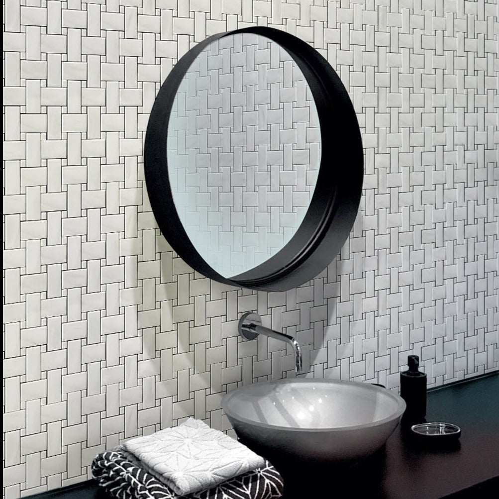 Pearl White 12 x 12 Polished Marble Mosaic Tile