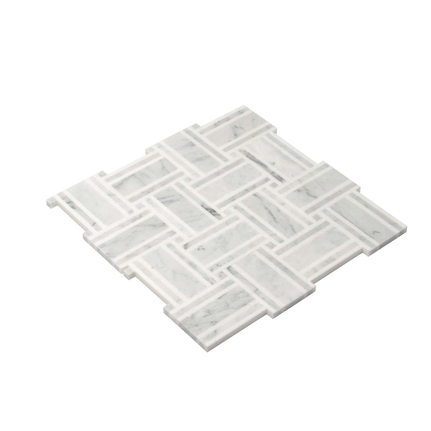 White and Gray 12 x 12 Polished Marble Mosaic Tile - Sample