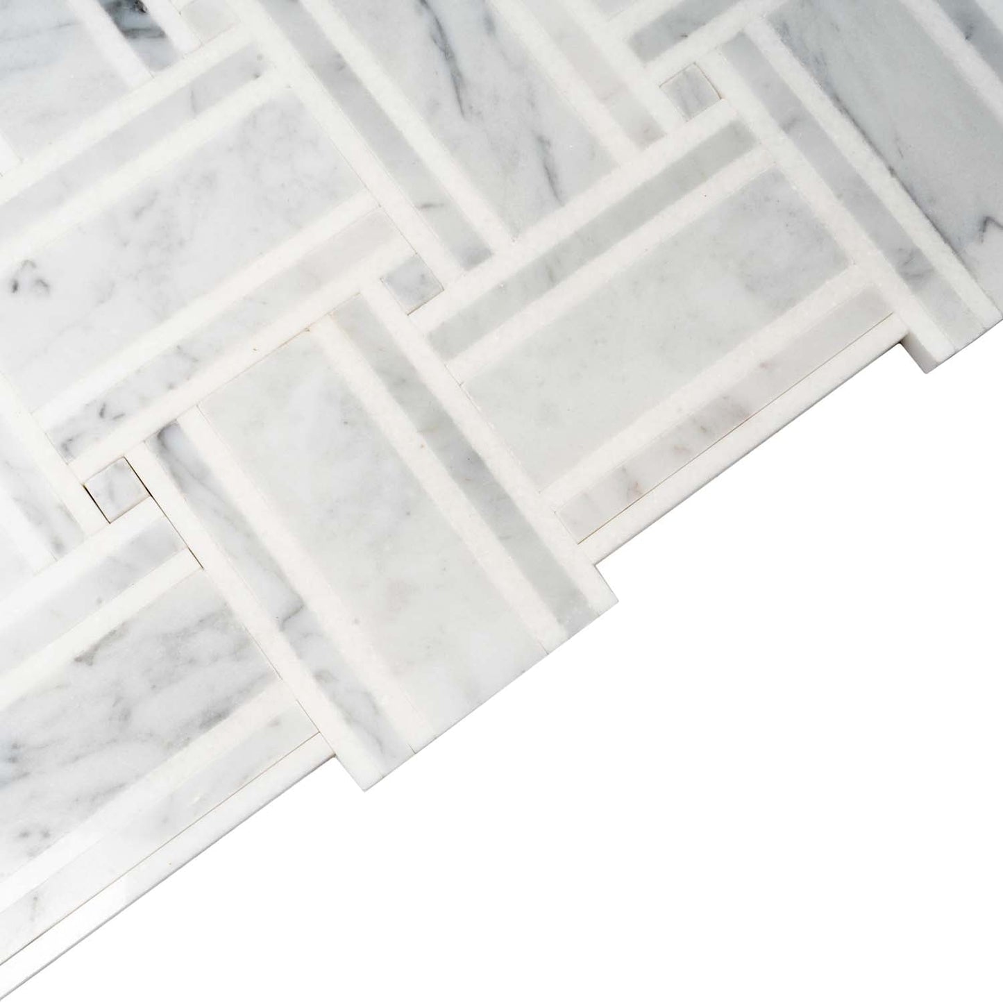 White and Gray 12 x 12 Polished Marble Mosaic Tile - Sample
