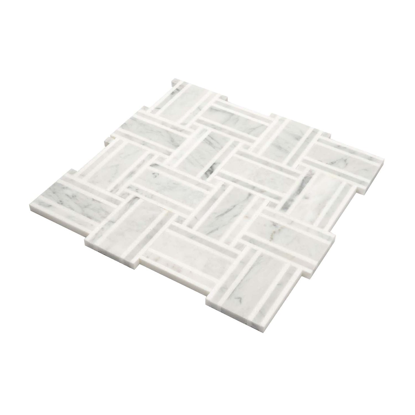 White and Gray 12 x 12 Polished Marble Mosaic Tile