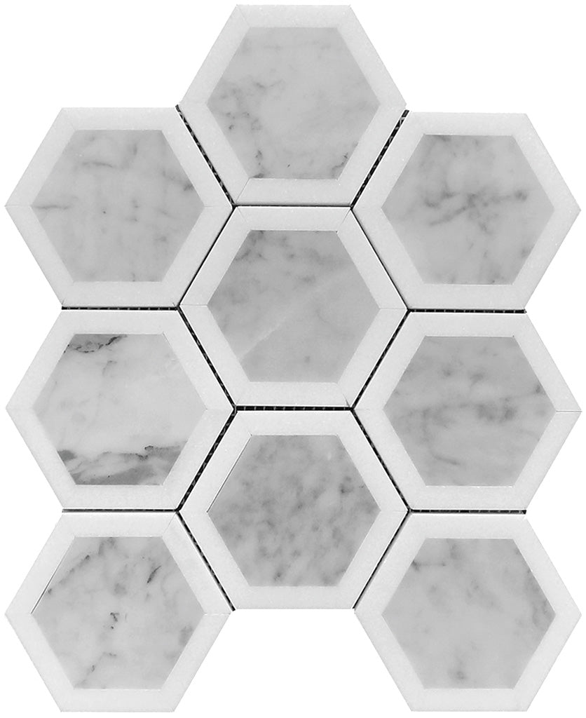 White and Gray 10 x 12 Polished Marble Mosaic Tile