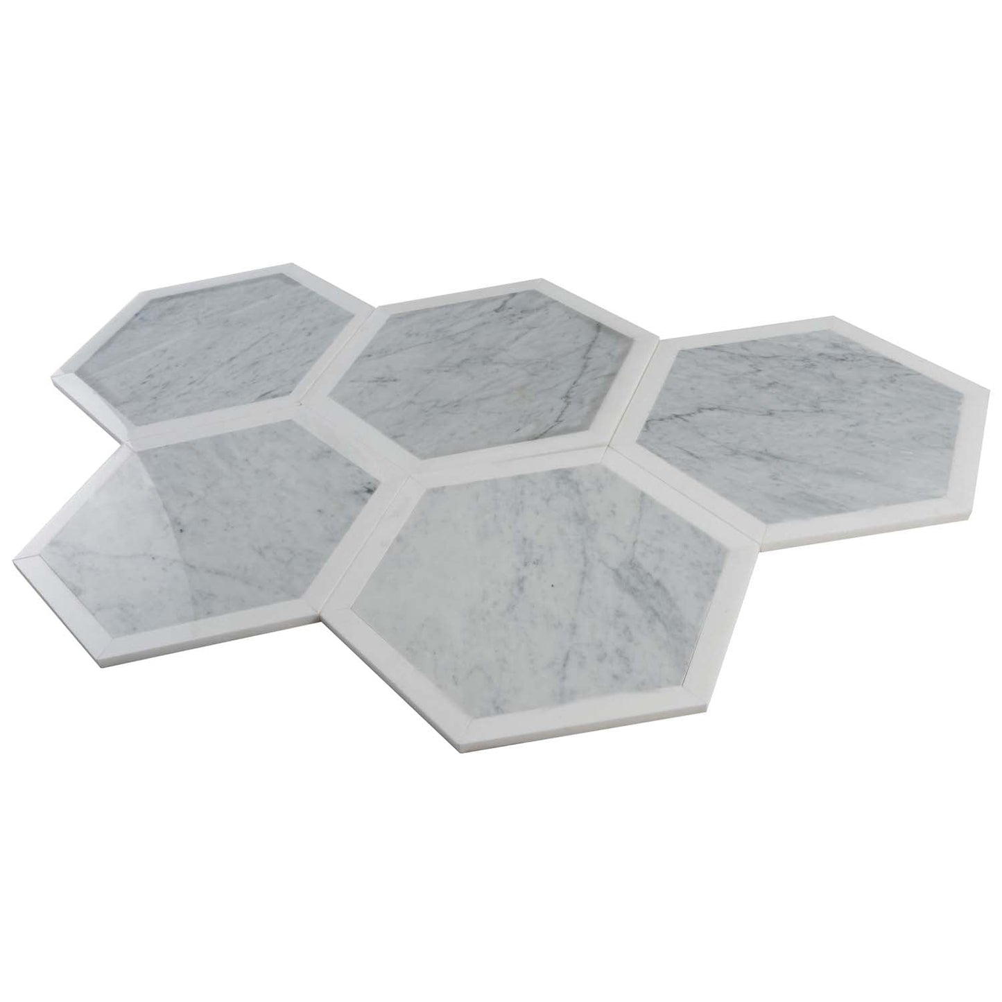 White and Gray 12 x 12 Polished Marble Mosaic Tile