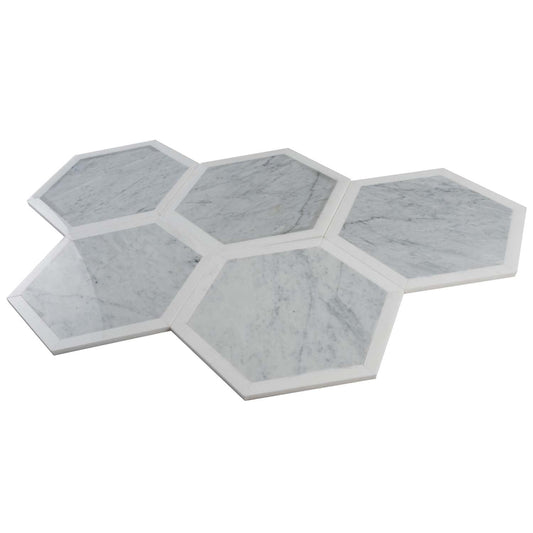 White and Gray 12 x 12 Polished Marble Mosaic Tile - Sample