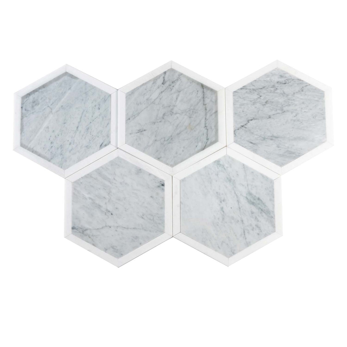 White and Gray 12 x 12 Polished Marble Mosaic Tile