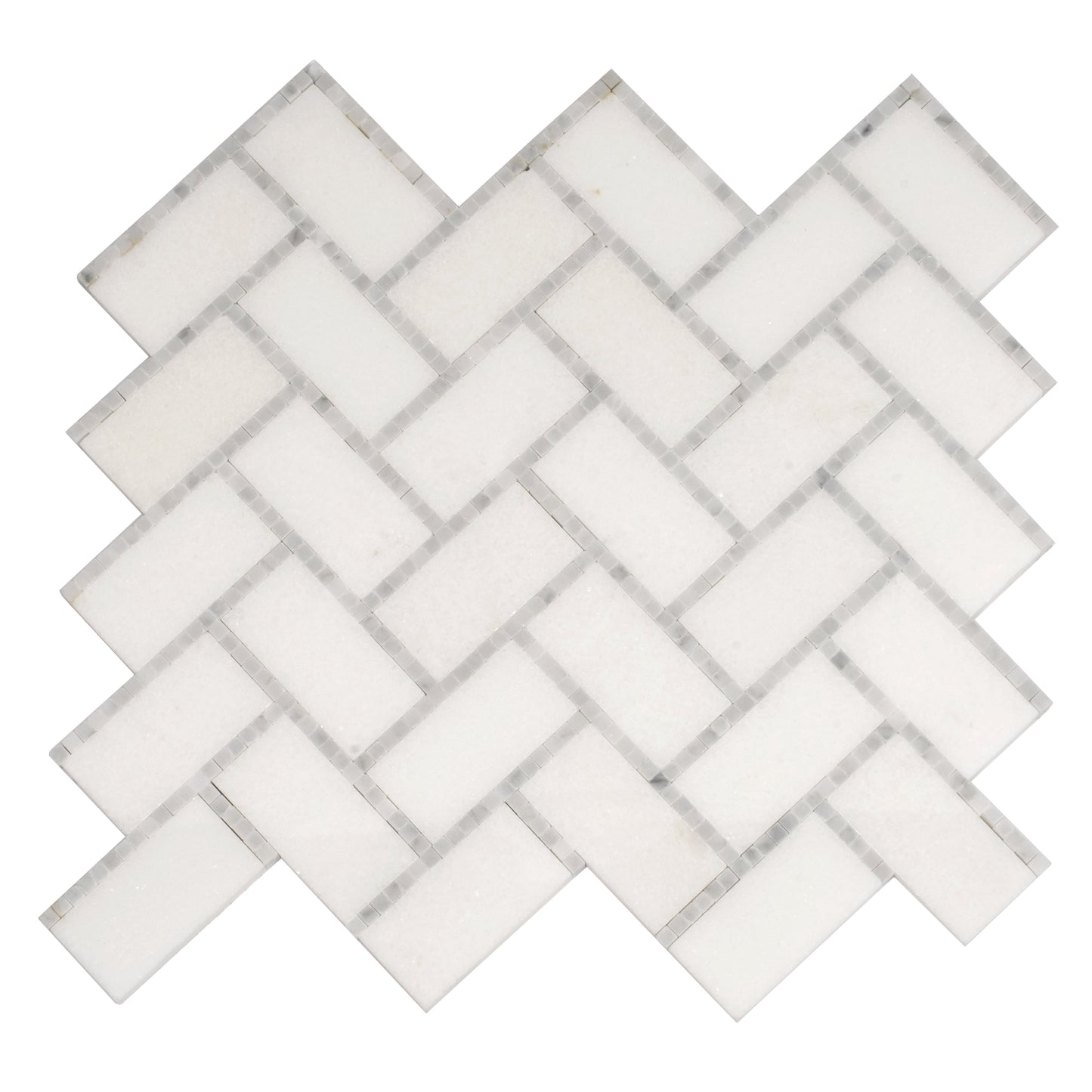 White 10x11 Polished Marble Mosaic Tile Sample