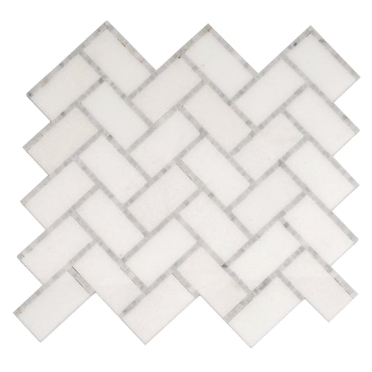 White 10x11 Polished Marble Mosaic Tile Sample
