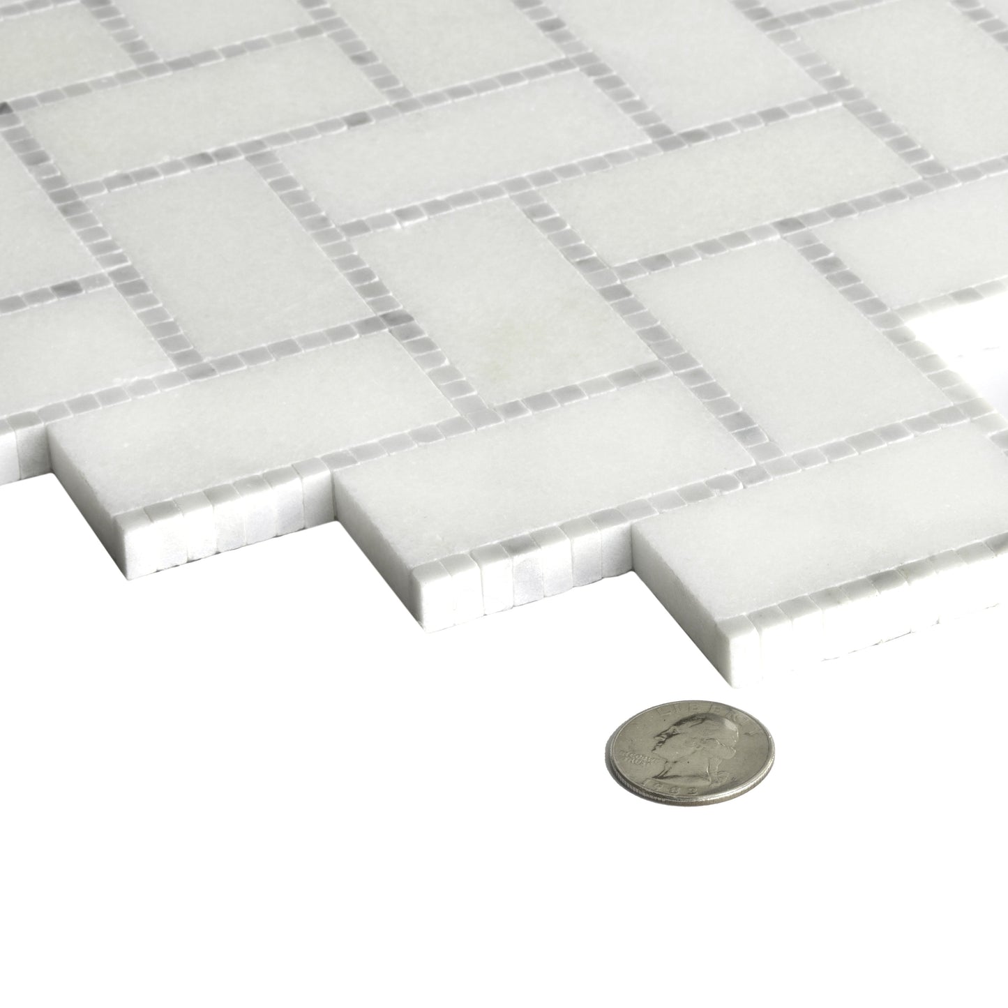 White 10x11 Polished Marble Mosaic Tile Sample