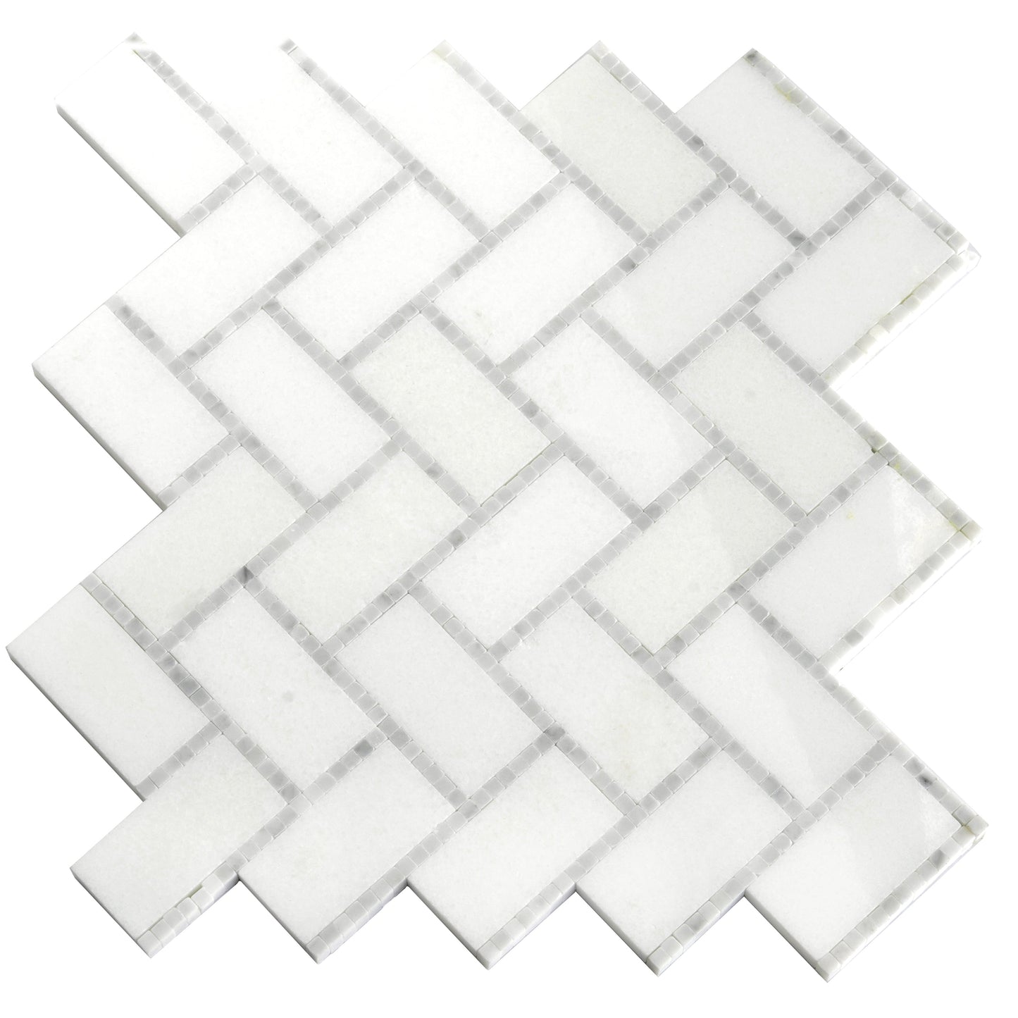 White 10x11 Polished Marble Mosaic Tile Sample