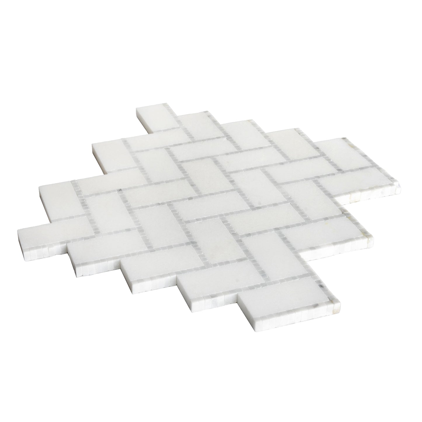 White 10x11 Polished Marble Mosaic Tile Sample