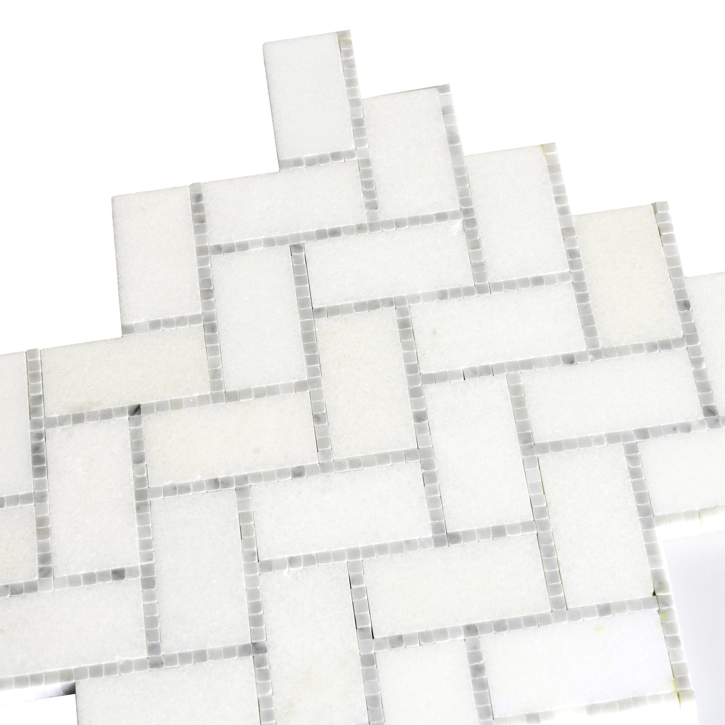White 10x11 Polished Marble Mosaic Tile Sample