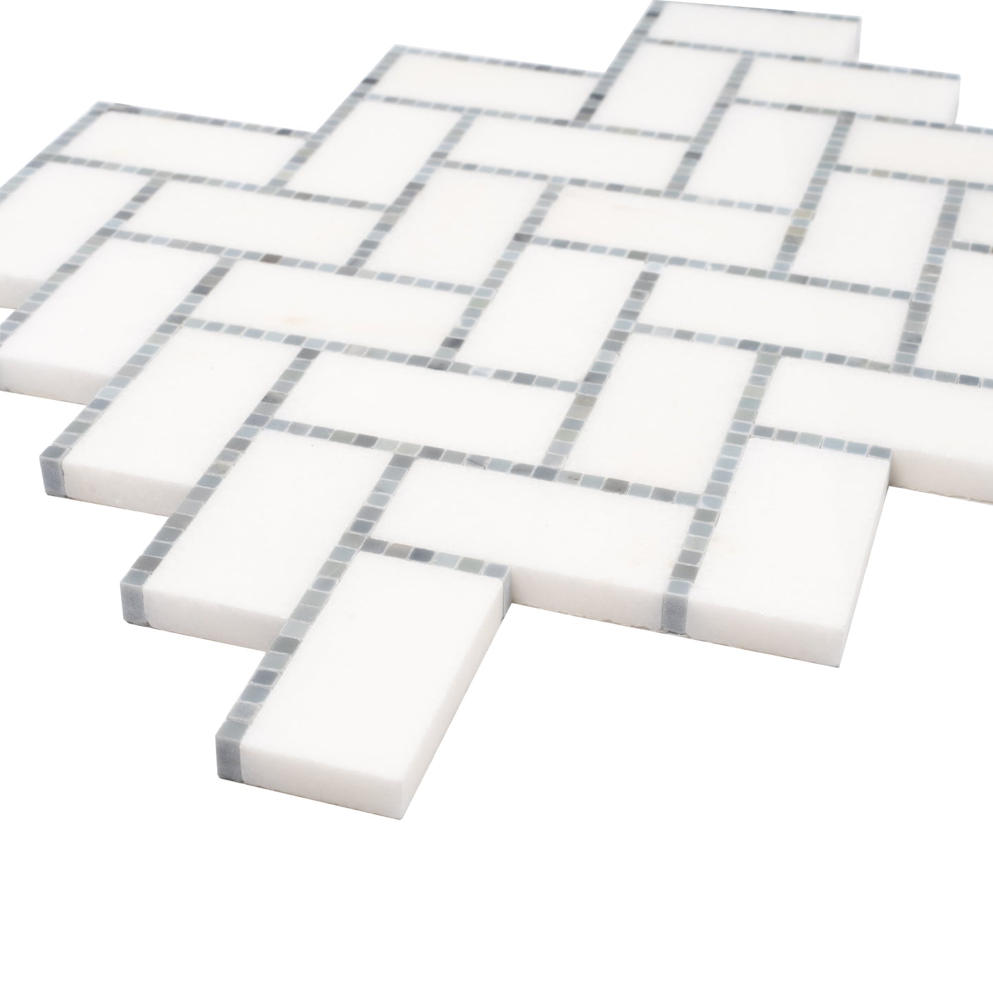 White, Gray 10x11 Polished Marble Mosaic Tile