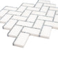 White, Gray 10x11 Polished Marble Mosaic Tile Sample
