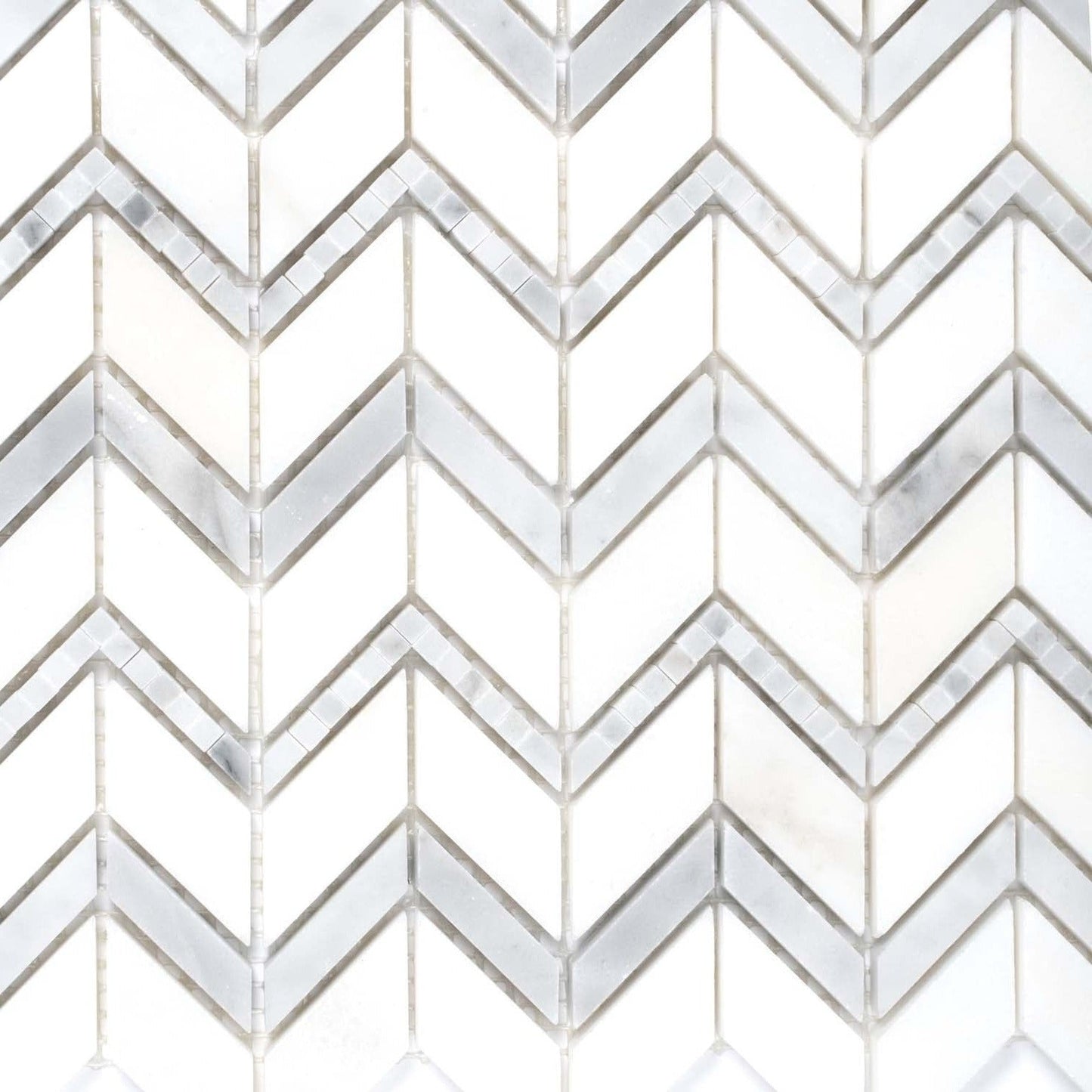 White and Gray 10 x 12 Polished Marble Mosaic Tile