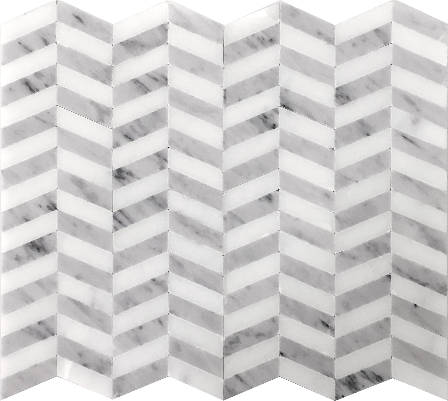 White and Gray 11 x 13 Polished Marble Mosaic Tile