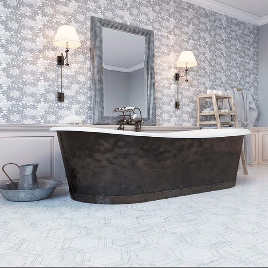 White 8 x 8 Polished Marble Mosaic Tile - Sample