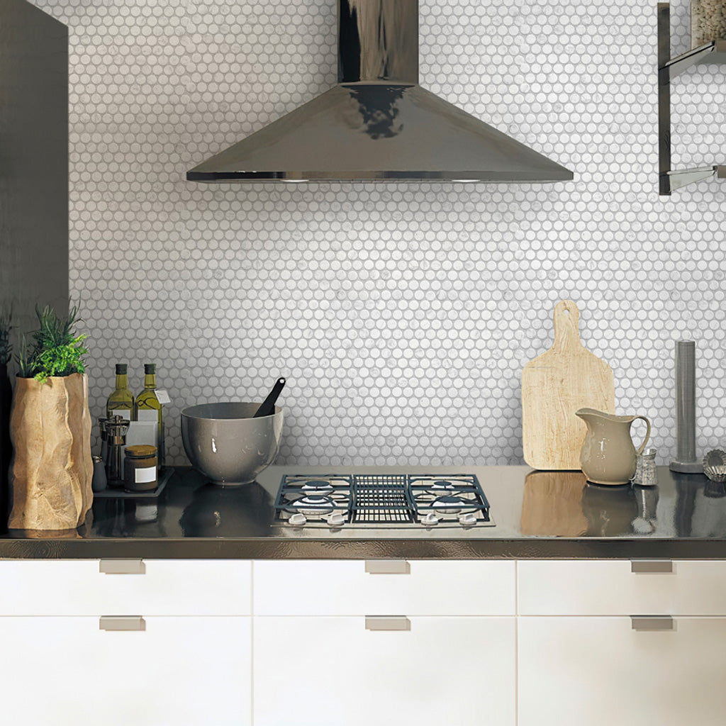 White 11 x 12 Honed Marble Mosaic Tile - Sample