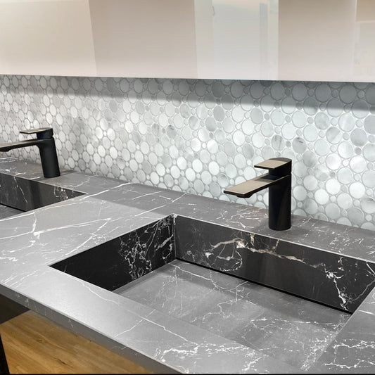 White 12 x 12 Polished Marble Mosaic Tile - Sample