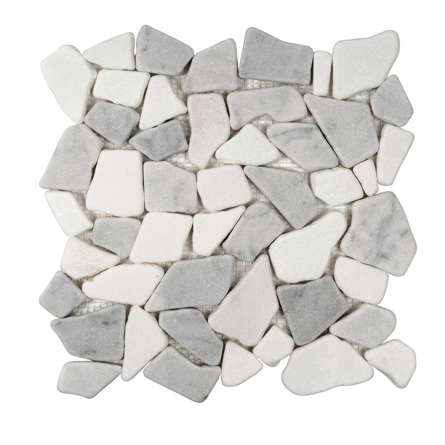 White and Gray 11 x 11 Polished Marble Mosaic Tile