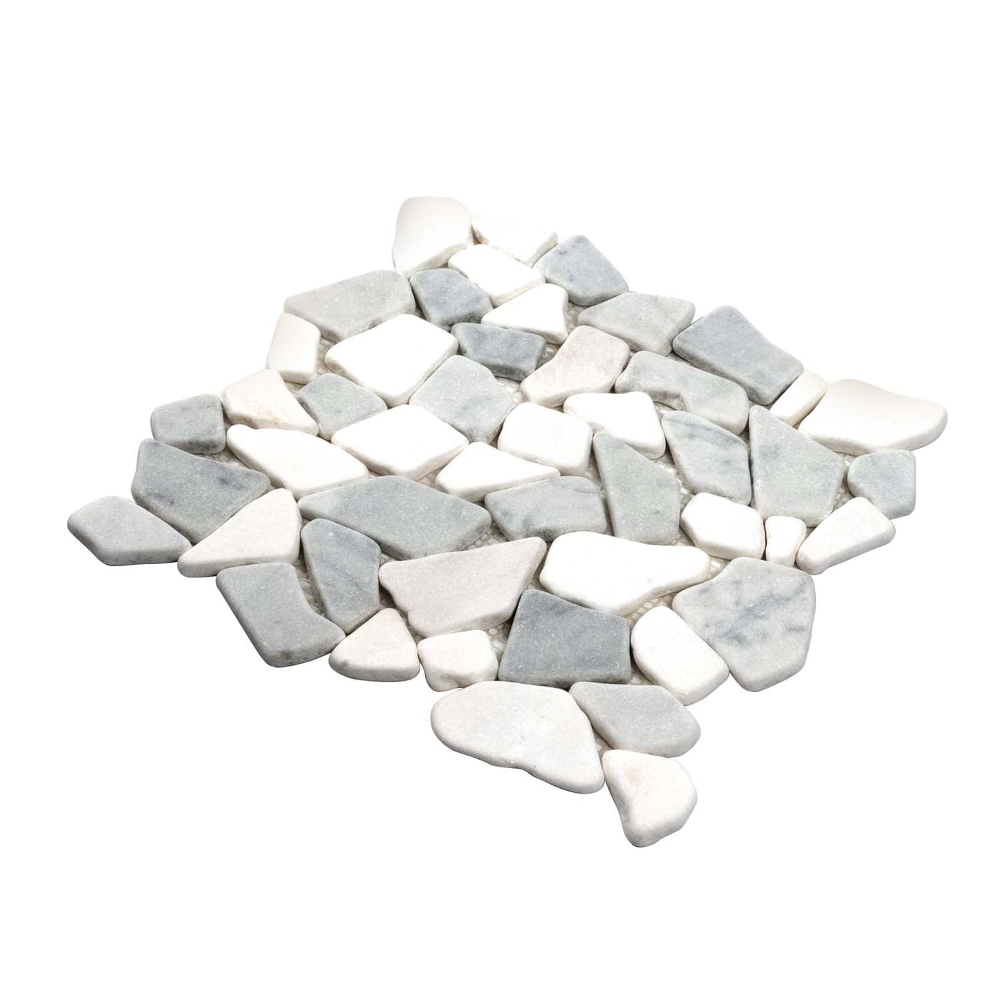 White and Gray 11 x 11 Polished Marble Mosaic Tile