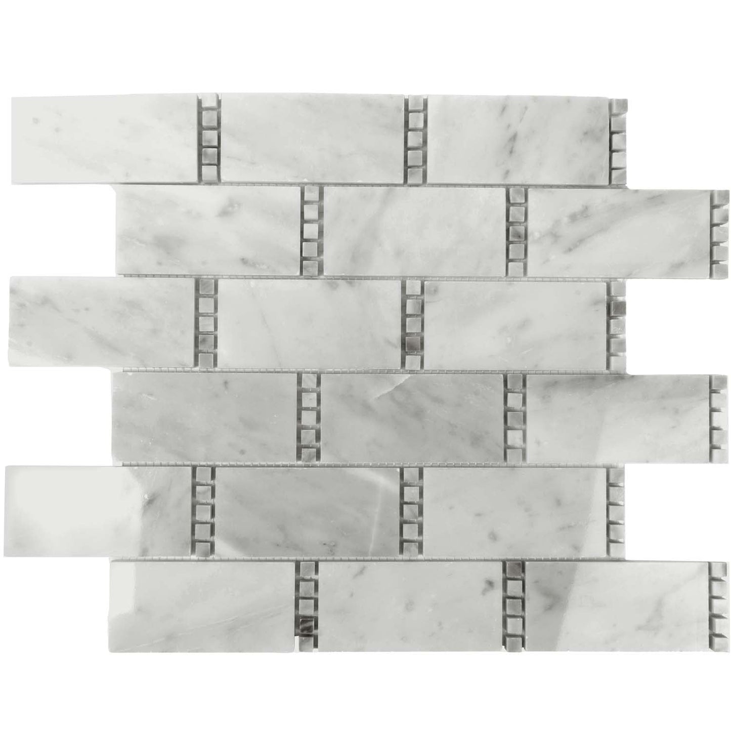 White 12 x 13 Polished Marble Mosaic Tile