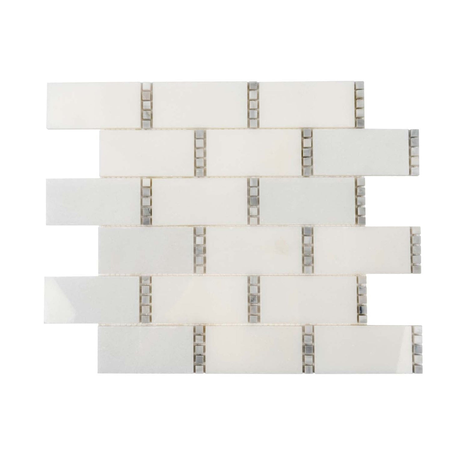 White 12 x 13 Polished Marble Mosaic Tile