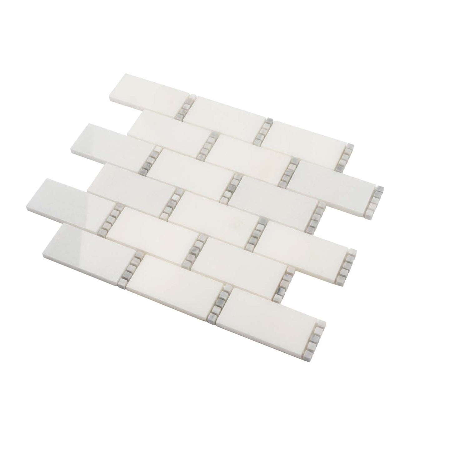 White 12 x 13 Polished Marble Mosaic Tile