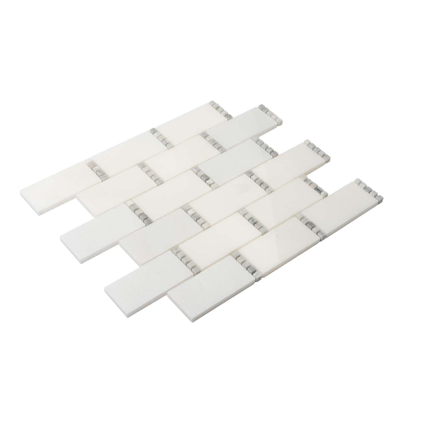 White 12 x 13 Polished Marble Mosaic Tile