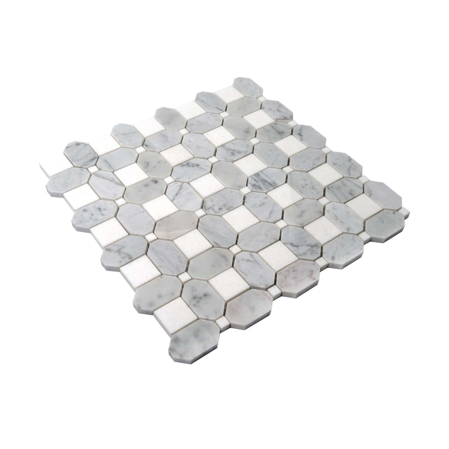 White and Gray 12 x 12 Polished Marble Mosaic Tile