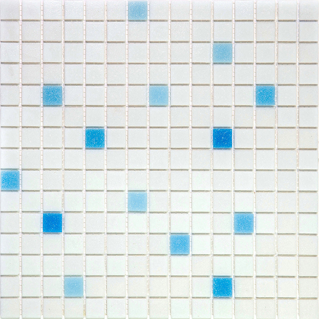 White and Blue 12 x 12 Glossy Glass Mosaic Tile