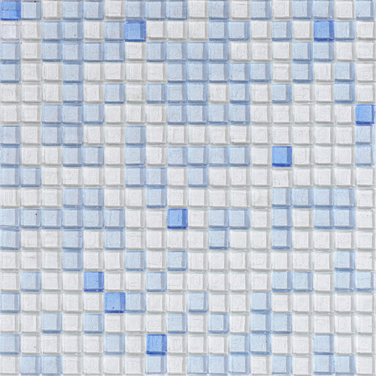 White and Blue 12 x 12 Glossy Glass Mosaic Tile - Sample