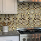 Beige 12 x 12 Polished, Foiled Glass, Resin, Stone Mosaic Tile