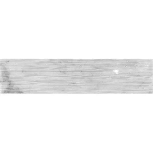 White 3x12 Textured Bianco Carrara Brick Tile