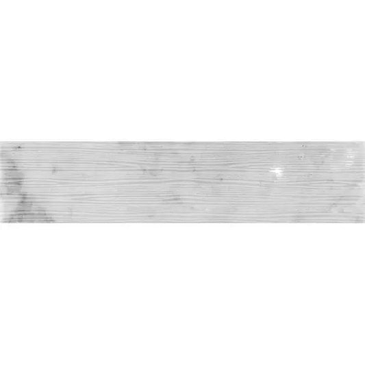 White 3x12 Textured Bianco Carrara Brick Tile - Sample