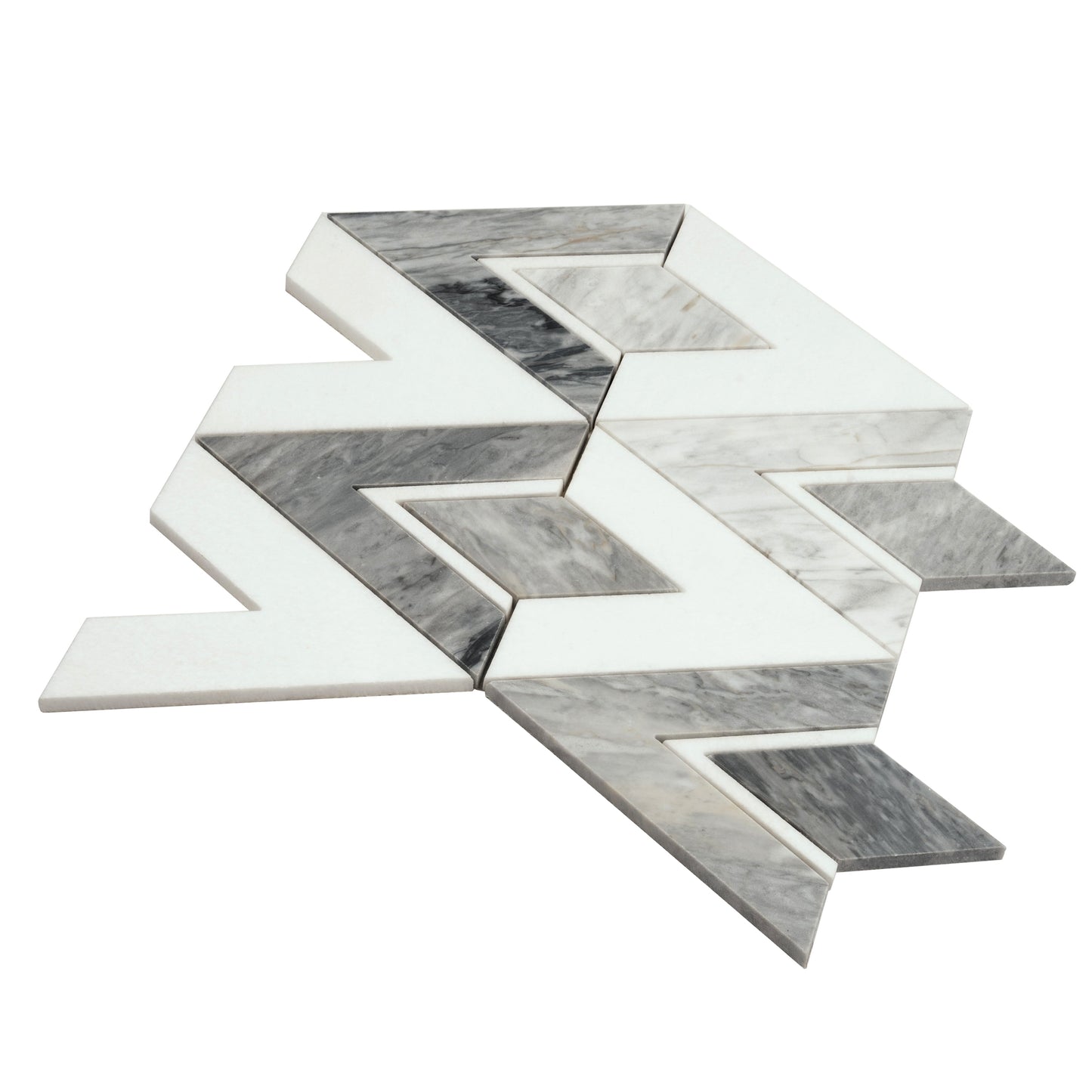 Calacatta Bluette, Thassos White 12x12 Polished Diamond Mosaic Tile  - Sample