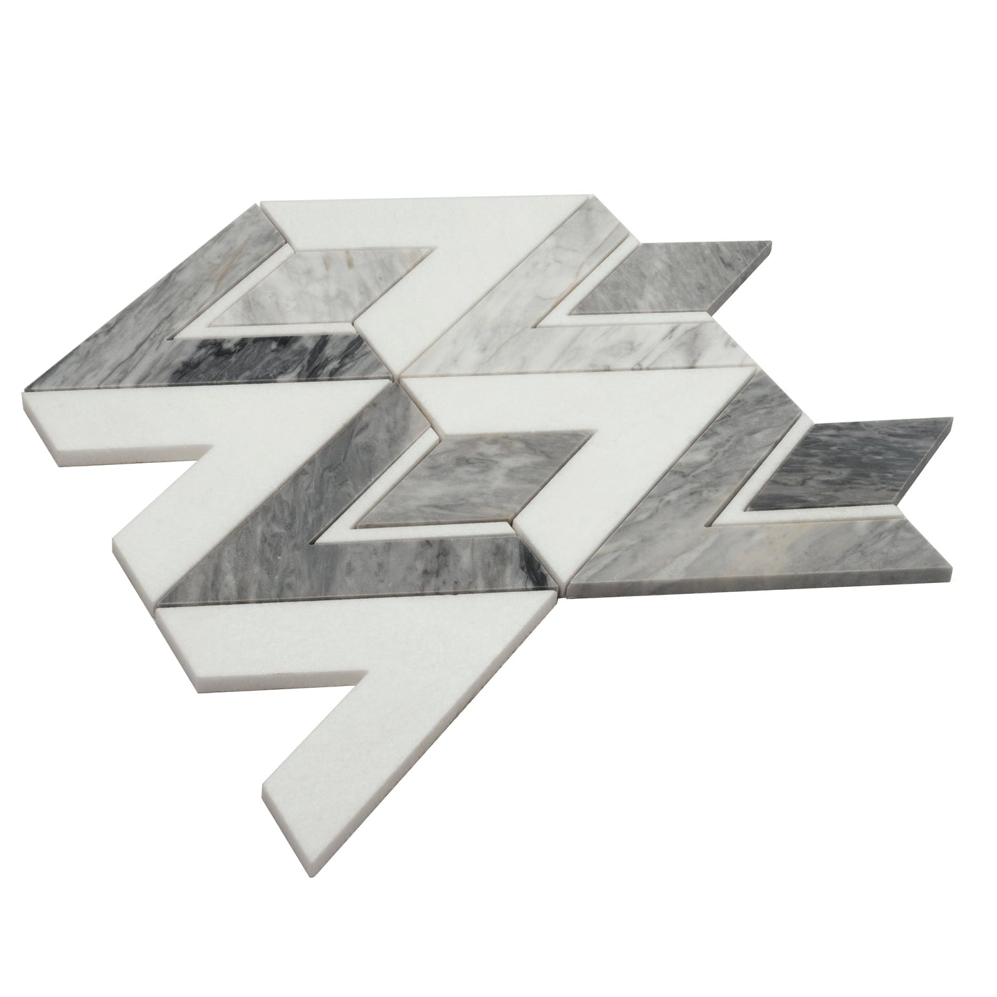 Calacatta Bluette, Thassos White 12x12 Polished Diamond Mosaic Tile  - Sample