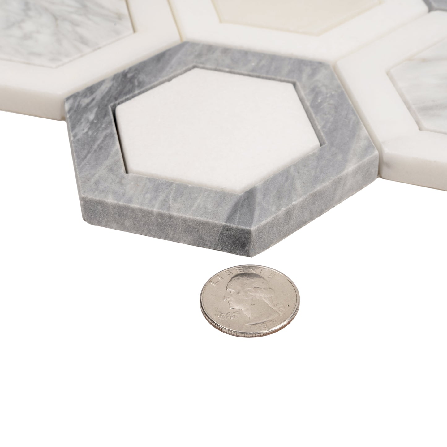 Calacatta Bluette, Calacatta Thassos White 10x11 Polished Geometric Hexagon Mosaic Tile  - Sample