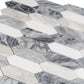 Calacatta Bluette, Thassos White 12x12 Polished Picket Mosaic Tile  - Sample