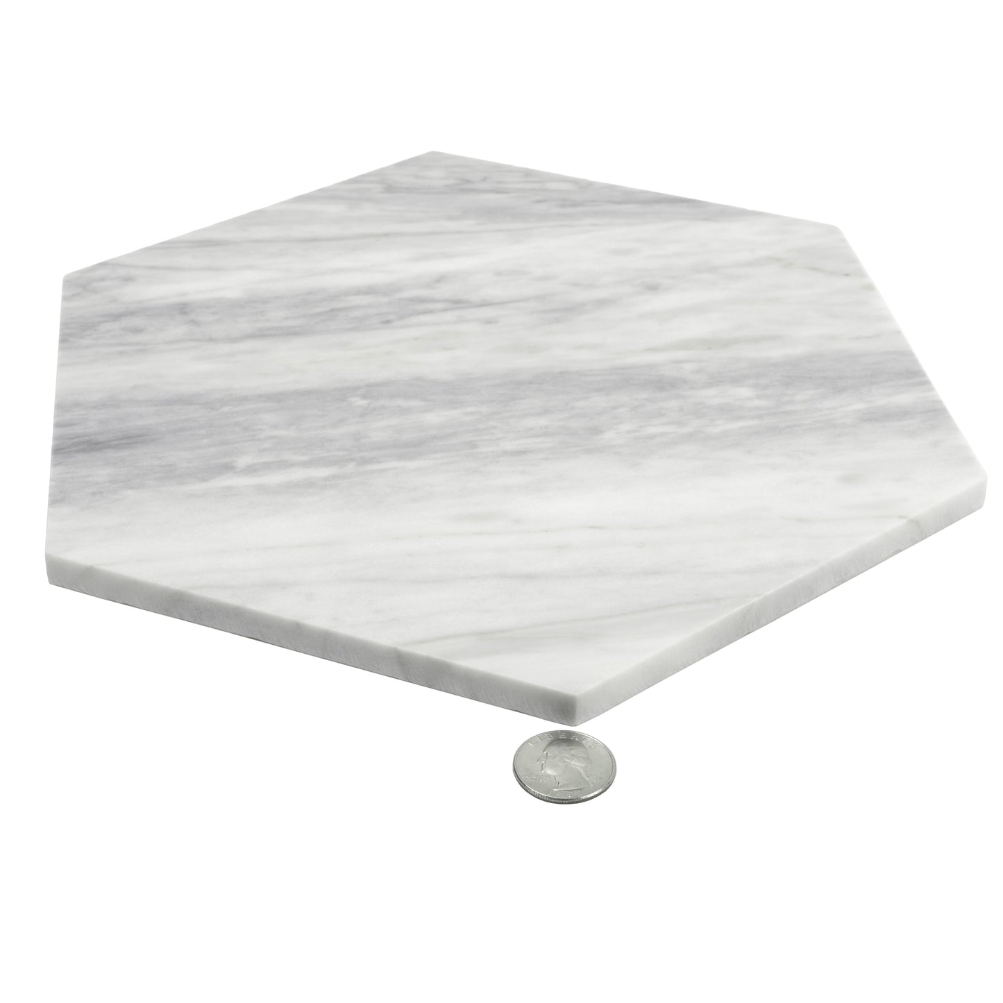 Light Gray 10x10 Honed Calacatta Bluette Hexagon Tile - Sample