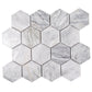 Light Gray 12x10 Polished Calacatta Bluette Hexagon Mosaic Tile - Sample