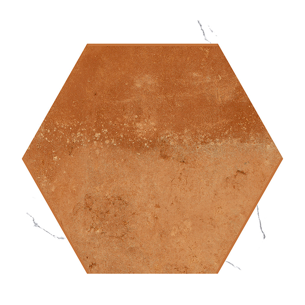 Terra Mauve and White 9 x 10 Matte Porcelain Hexagon Tile