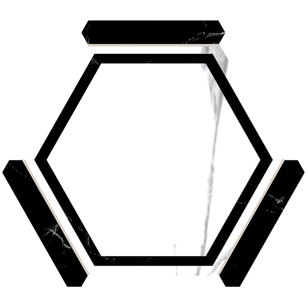 White and Black 9 x 10 Matte Porcelain Hexagon Tile