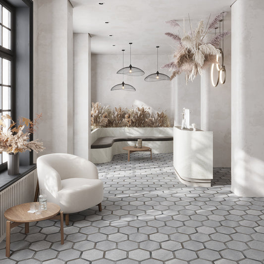Fossil Gray 9 x 10 Matte Porcelain Hexagon Tile - Sample